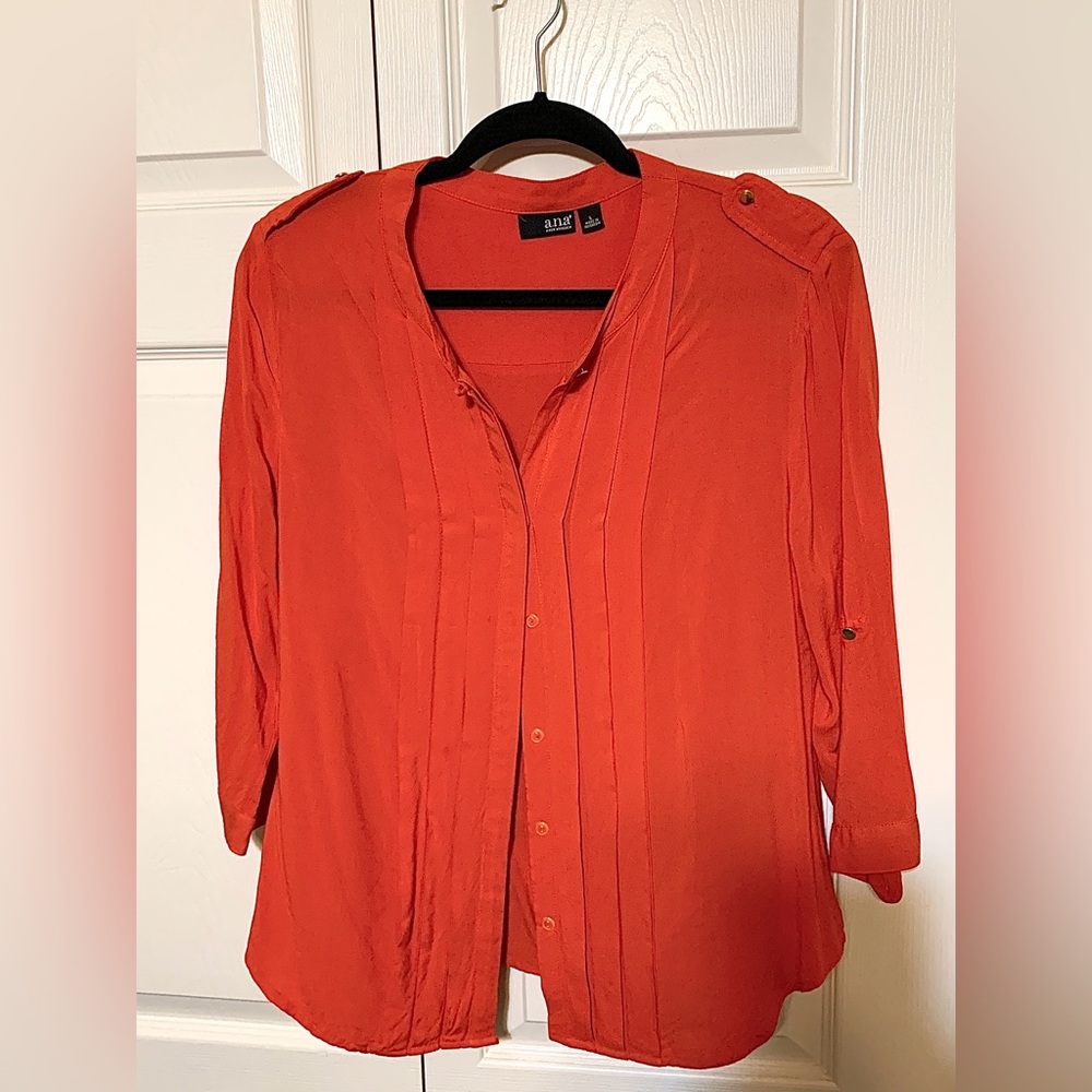 Orange Button-Up Blouse